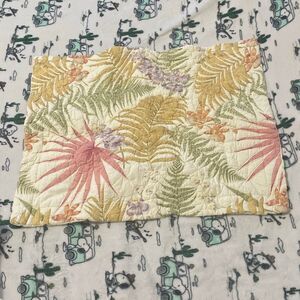 Vintage Liz Claiborne pillow sham leave plants printed quilted pillow case cover